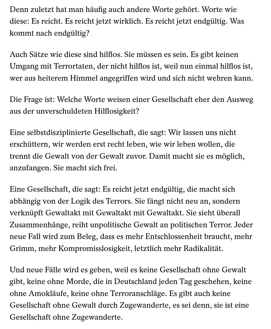 Jonas Leppin (@jolepp) on Twitter photo Eine Gesellschaft, die sich auf die Logik des Terrors einlässt, lässt sich unweigerlich von ihr beherrschen. Sie kann nicht frei sein. Kollege <a href="/beimwort/">Jonas Schaible (stillgelegt)</a> auf der Suche nach Worten. Zum Glück hat er welche gefunden 👇#terror Eine Gesellschaft, die sich auf die Logik des Terrors einlässt, lässt sich unweigerlich von ihr beherrschen. Sie kann nicht frei sein. Kollege <a href="/beimwort/">Jonas Schaible (stillgelegt)</a> auf der Suche nach Worten. Zum Glück hat er welche gefunden 👇#terror