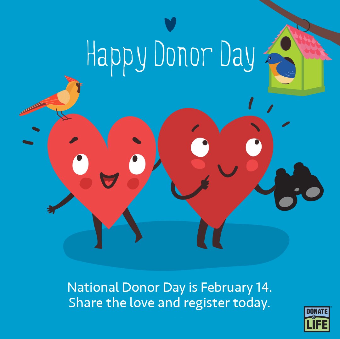 Happy National Donor Day! ❤️ Share the love and register your decision to be an organ, eye and tissue donor at DonateLifeVirginia.org. Thank you to all donors, registered donors, donor families, and living donors for your generosity! 💙💚