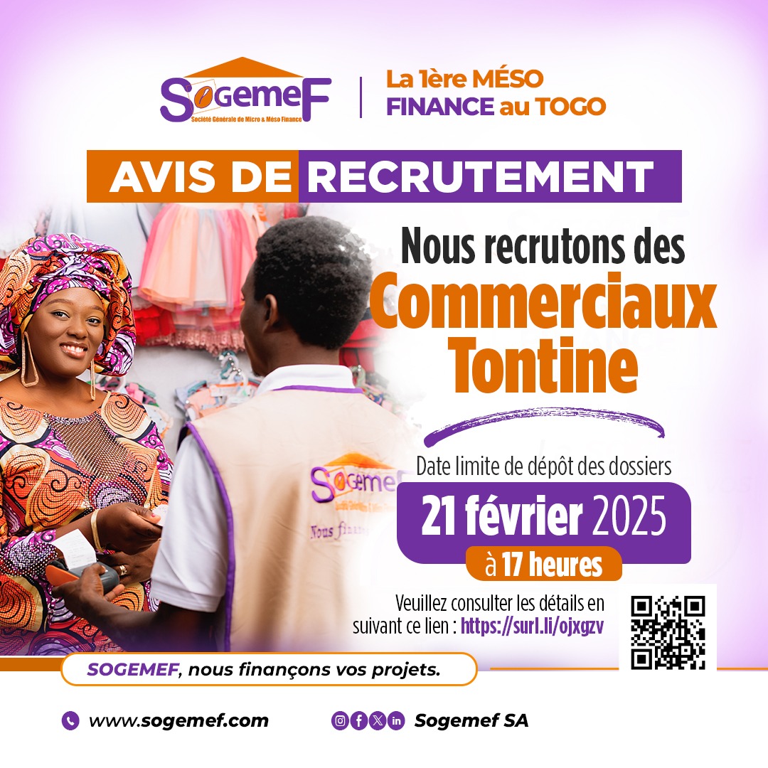 Nous recrutons des Commerciaux Tontine dynamiques et motivés. 

Saisissez cette opportunité pour intégrer une équipe engagée et contribuer au développement de solutions financières adaptées aux besoins de nos clients.

Détails et candidature : surl.li/ojxgzv
#recrutement