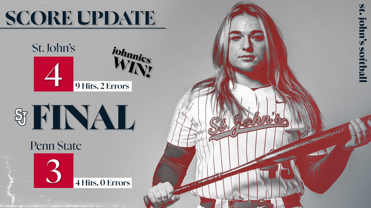 StJohnsSoftball's tweet photo. THE JOHNNIES WALK IT OFF‼️😤

Thompson delivers a walk-off single to win the game for St. John's in the bottom of the seventh!! https://t.co/MjXqk1m4yB
