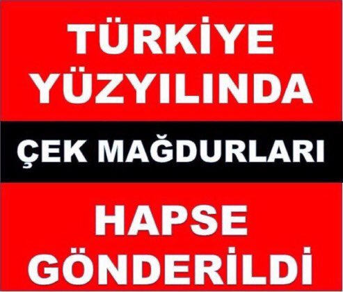 <a href="/yilmaztunc/">Yılmaz TUNÇ</a> ANAYASANIN M.38/8’e göre;
“HİÇ KİMSE, YALNZCA SÖZLEŞMEDEN DOĞAN BİR YÜKÜMLÜLÜĞÜ GETİREMEMESNDEN DOLAYI, ÖZGÜRLÜĞNDEN ALIKONULAMAZ”
Maddesine GÖRE 5941 ÇEK YASASI ANAYASA'YA AYKIRIDIR! <a href="/yilmaztunc/">Yılmaz TUNÇ</a> <a href="/YildizFeti/">Feti Yıldız</a> <a href="/avabdullahguler/">Abdullah Güler</a> <a href="/RHisarciklioglu/">Rifat Hisarcıklıoğlu</a> <a href="/cuneytyuksel_/">Prof. Dr. Cüneyt Yüksel</a> #ÇekeHapisCezasıKalksın