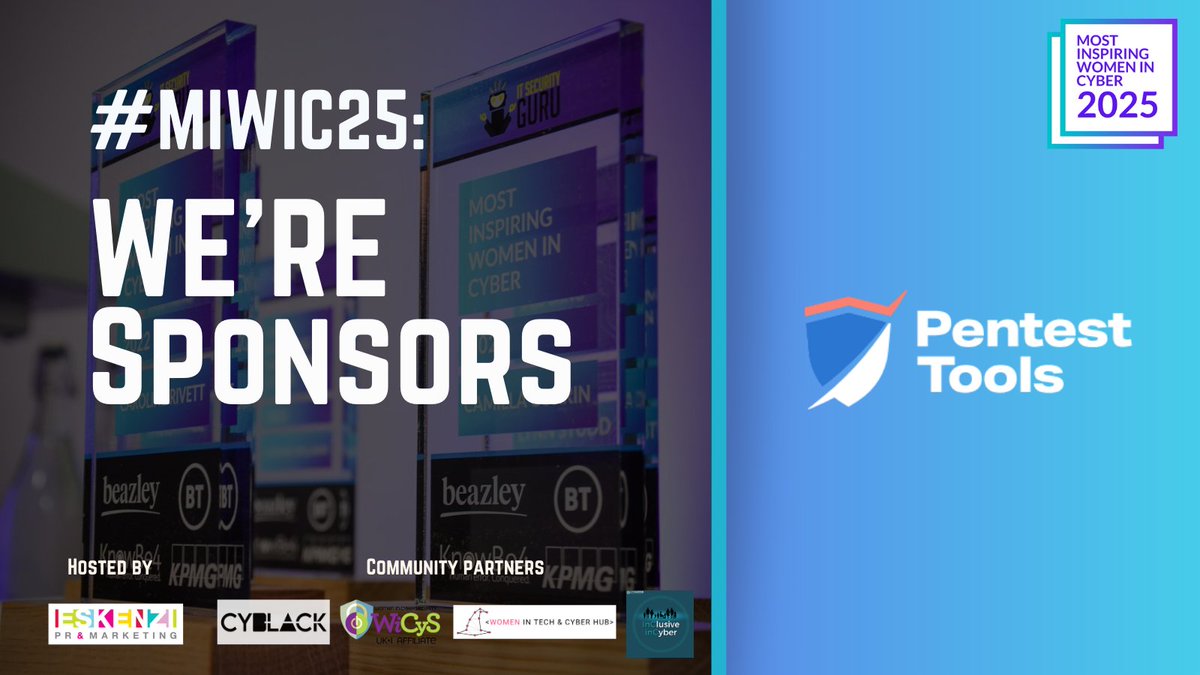 pentesttoolscom's tweet image. 👀 Remember this?
We’re sponsoring the 2025 Most Inspiring Women in Cyber Awards and the countdown is on!
With less than 2 weeks to go, the excitement is building!
Check out the shortlist for yourself 👉
itsecurityguru.org/2025/02/07/sho…
#MIWIC25