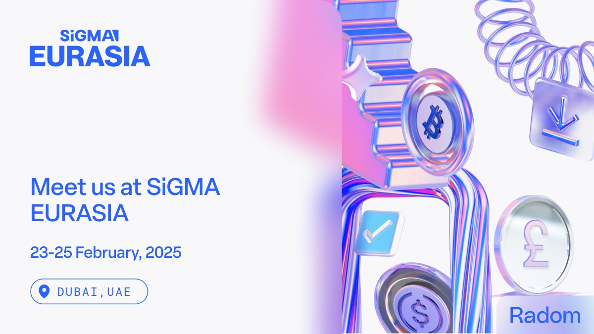 📍 Meet Radom in Dubai!

We’re excited to attend SiGMA Eurasia and can’t wait to connect with our current partners and explore new opportunities.

Book a meeting with our team here: 
share-eu1.hsforms.com/2ivM0nJ2CRnu1Q…

We look forward to seeing you there!