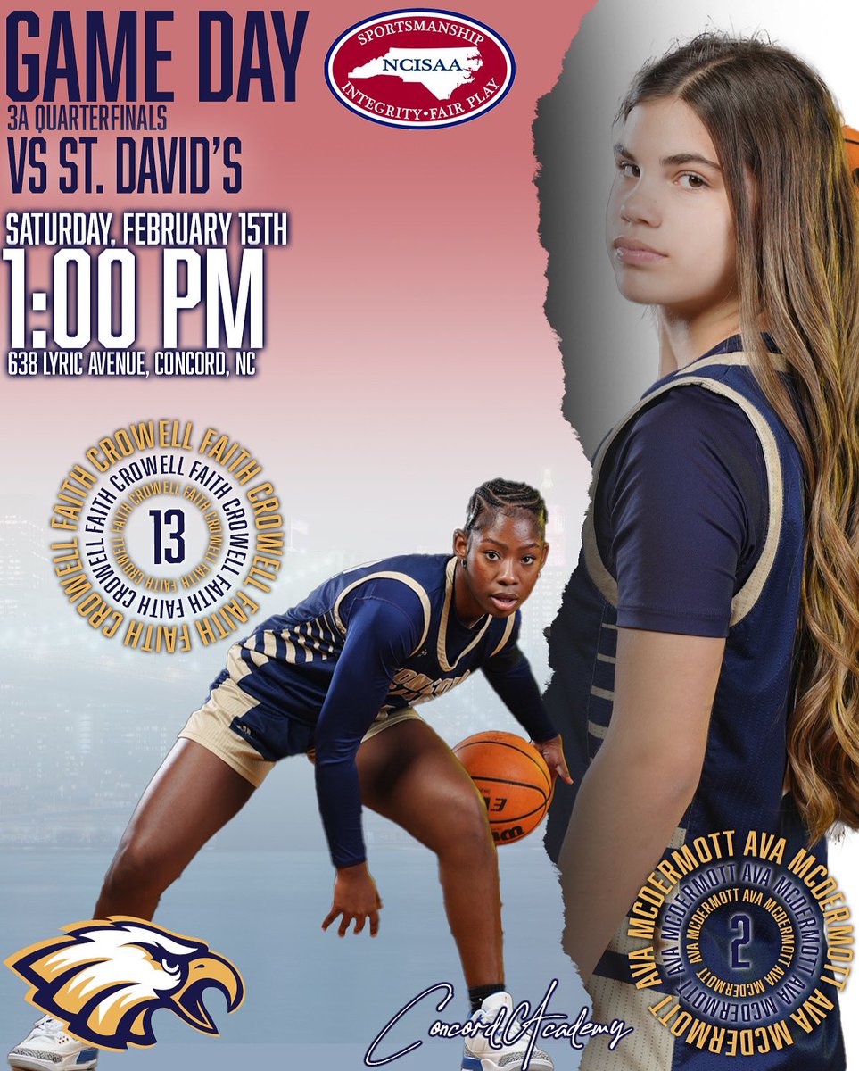 Concord Academy WBB (@caeagleswbb) on Twitter photo SATURDAY IS…
🚨🚨 #GAMEDAY 🚨🚨
🏀 <a href="/CAEaglesWBB/">Concord Academy WBB</a> vs. <a href="/stdavidsschool/">St. David's School</a>
📝 <a href="/NCISAA1/">NCISAA</a> 3A Quarterfinals
🗓️ February 15th, 2025
📍Concord Academy
🕰 1:00pm
THEME- 🇺🇸🔴⚪️🔵
🎥 nfhsnetwork.com/events/first-a…
🎟️ gofan.co/event/3229290?…
#CAEagles SATURDAY IS…
🚨🚨 #GAMEDAY 🚨🚨
🏀 <a href="/CAEaglesWBB/">Concord Academy WBB</a> vs. <a href="/stdavidsschool/">St. David's School</a>
📝 <a href="/NCISAA1/">NCISAA</a> 3A Quarterfinals
🗓️ February 15th, 2025
📍Concord Academy
🕰 1:00pm
THEME- 🇺🇸🔴⚪️🔵
🎥 nfhsnetwork.com/events/first-a…
🎟️ gofan.co/event/3229290?…
#CAEagles