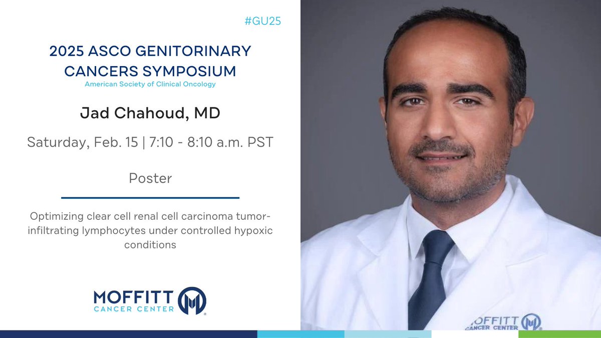 Join Jad Chahoud, MD (<a href="/JadChahoud/">jc</a>) tomorrow at ASCO #GU25 as he discusses optimizing clear cell renal cell carcinoma tumor-infiltrating lymphocytes under controlled hypoxic conditions.

Read more: bit.ly/40XU7bc
<a href="/ASCO/">ASCO</a>
