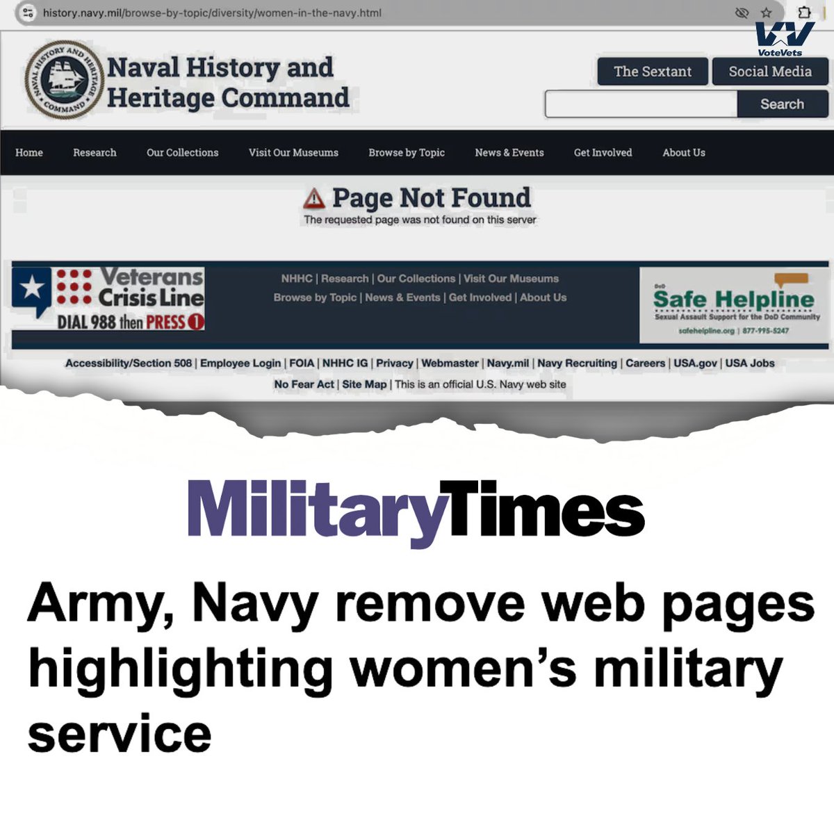 The Army and Navy just deleted web pages honoring women’s military service—falling in line with Trump’s DEI purge.

This isn’t about readiness. It’s about erasing the contributions of women who served and sacrificed for this country.

Shameful.

READ MORE: militarytimes.com/news/your-mili…