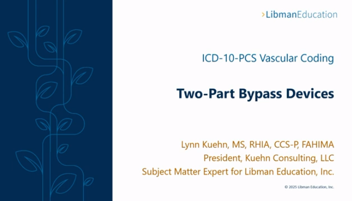 "ICD-10-PCS Vascular Coding: Two-Part Bypass Devices" by Lynn Kuehn, MS, RHIA, CCS-P, FAHIMA
libmaneducation.com/icd-10-pcs-vas…
#ICD10PCS #MedicalCoding #MedicalCoder