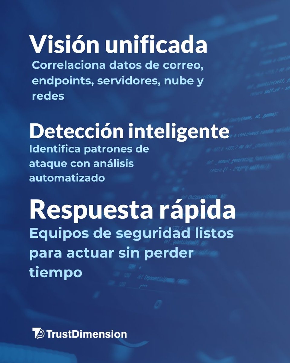🛡️XDR conecta, analiza y responde en todo el entorno digital, eliminando brechas y asegurando una detección precisa. 

🔍 Solicita una prueba y lleva tu seguridad al siguiente nivel.

🌐 trustdimension.com

#XDR #SeguridadSinPuntosCiegos