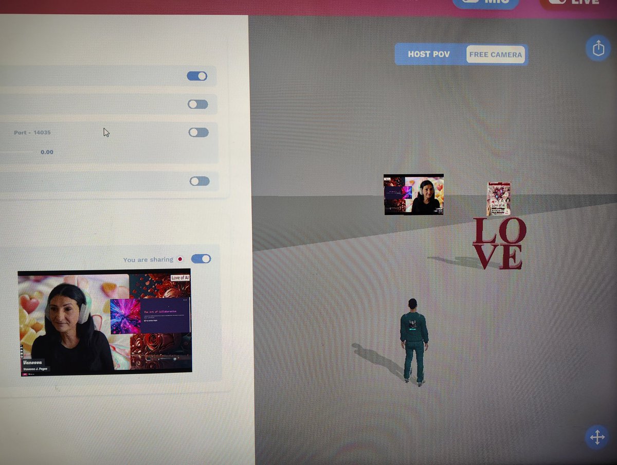 <a href="/VanessaJPages/">VxAI</a> sharing her Love of AI live right now through Augmented Reality on <a href="/OVRtheReality/">Over the Reality 🌐</a>

x.com/i/broadcasts/1…