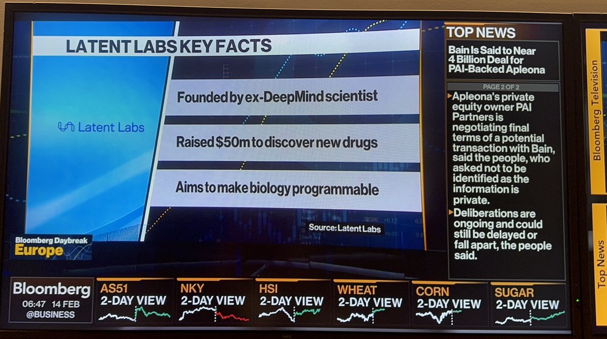 This morning, I had the privilege of discussing
@LatentLabs recent $50M funding and our mission to make biology programmable on Bloomberg Daybreak Europe.

Our goal at Latent Labs is to build frontier AI models that learn the fundamentals of biochemistry. 

Thank you to