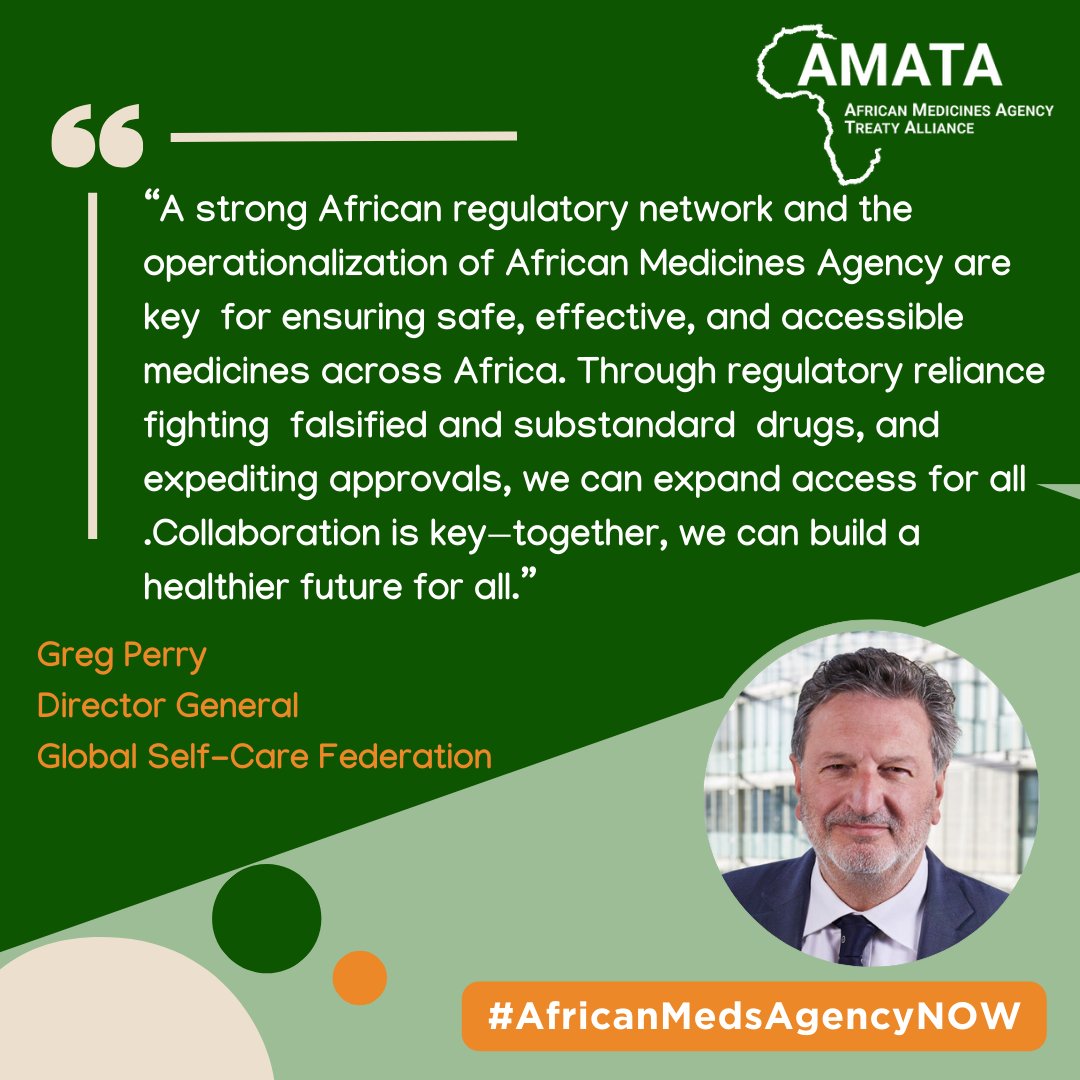 The Global Self-Care Federation (@selfcarefed_org) on Twitter photo Now is the time to improve access to safe & reliable medicines across Africa.
Our DG Greg Perry shares how collaborations are key to building a healthier future for all. Act today to help <a href="/AfricanAmata/">African Medicines Agency Treaty Alliance (AMATA)</a> streamline regulations and spread quality care.
#AfricanMedsAgencyNOW Now is the time to improve access to safe & reliable medicines across Africa.
Our DG Greg Perry shares how collaborations are key to building a healthier future for all. Act today to help <a href="/AfricanAmata/">African Medicines Agency Treaty Alliance (AMATA)</a> streamline regulations and spread quality care.
#AfricanMedsAgencyNOW
