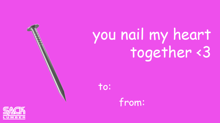 No Valentine’s card? No problem! We’ve got you covered! 💌✨
.
#ValentinesDay #SackLumber