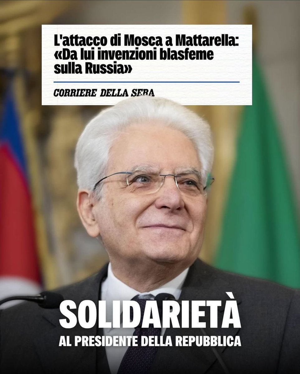 Dalla parte del Presidente Mattarella, senza se e senza ma, attaccato dal governo di Mosca per aver condannato con nettezza l’aggressione della Russia all’Ucraina.
Nel suo operato, nelle sue parole, nei valori ed i principi Costituzionali che rappresenta ci riconosciamo appieno.