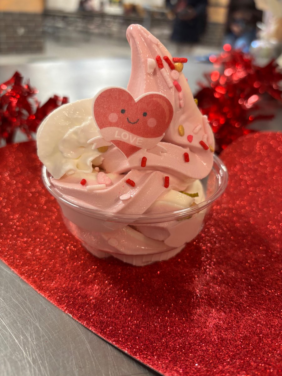 Valentine’s day Fro-Yo specials at both High Schools today! 

Choose between New York cheesecake, raspberry or twist flavored fro-yo topped with sprinkles, whipped cream &amp; an edible paper heart ❤️