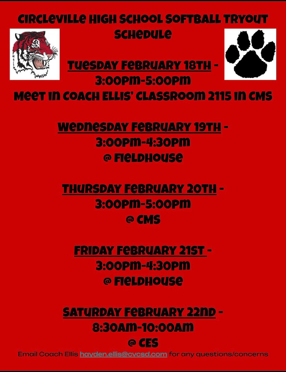 See you all next week! Sounds about right, softball is starting and the high is in the 20’s 🐅