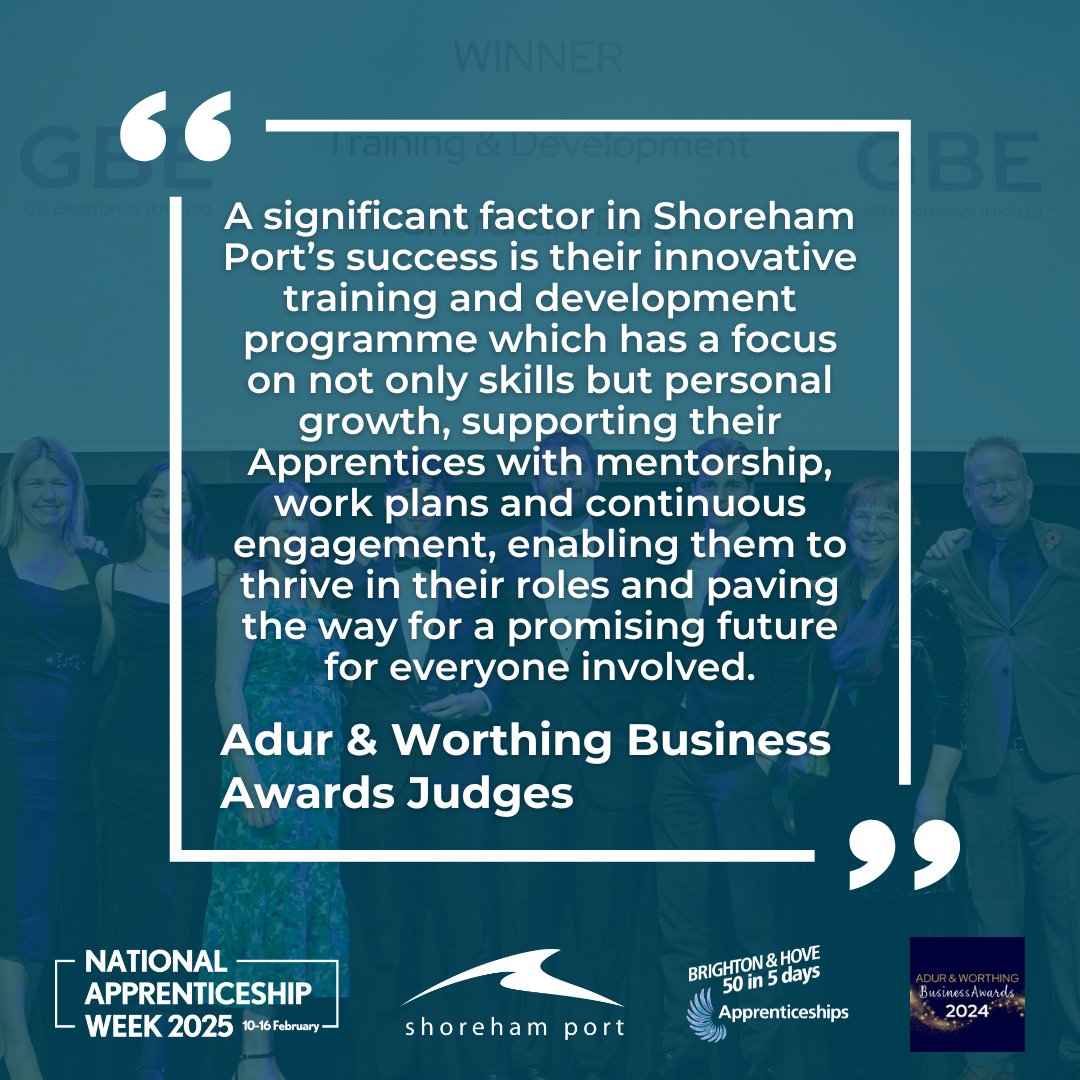 Shoreham Port (@shoreham_port) on Twitter photo Late last year, we were thrilled to win the Training & Development Award at the <a href="/AWBAwards/">Adur & Worthing Business Awards</a> 🎉
💬 Here's what made us stand out, according to the judges:
#AWBAwards #NAW2025 #50ApprenticeshipsIn5Days #Apprenticeships #SkillsForTheFuture Late last year, we were thrilled to win the Training & Development Award at the <a href="/AWBAwards/">Adur & Worthing Business Awards</a> 🎉
💬 Here's what made us stand out, according to the judges:
#AWBAwards #NAW2025 #50ApprenticeshipsIn5Days #Apprenticeships #SkillsForTheFuture