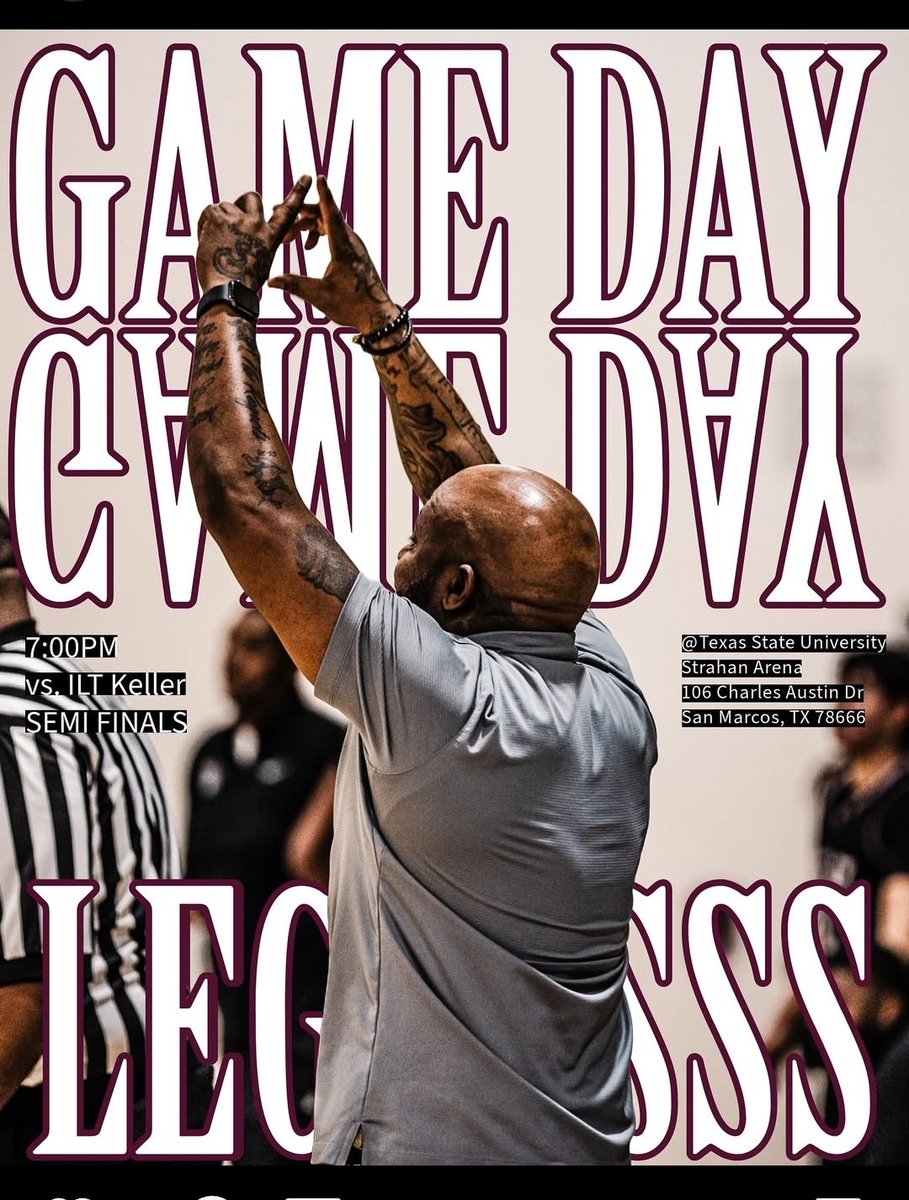 TCSAAL State Tournament 
Varsity Boys - Tonight! 
Titans 🆚️  ILT Keller/Saginaw 
⏰️ 7:00 PM 
📌 Strahan Coliseum | San Marcos
<a href="/CatoRahsaan/">Coach Rahsaan Cato</a>