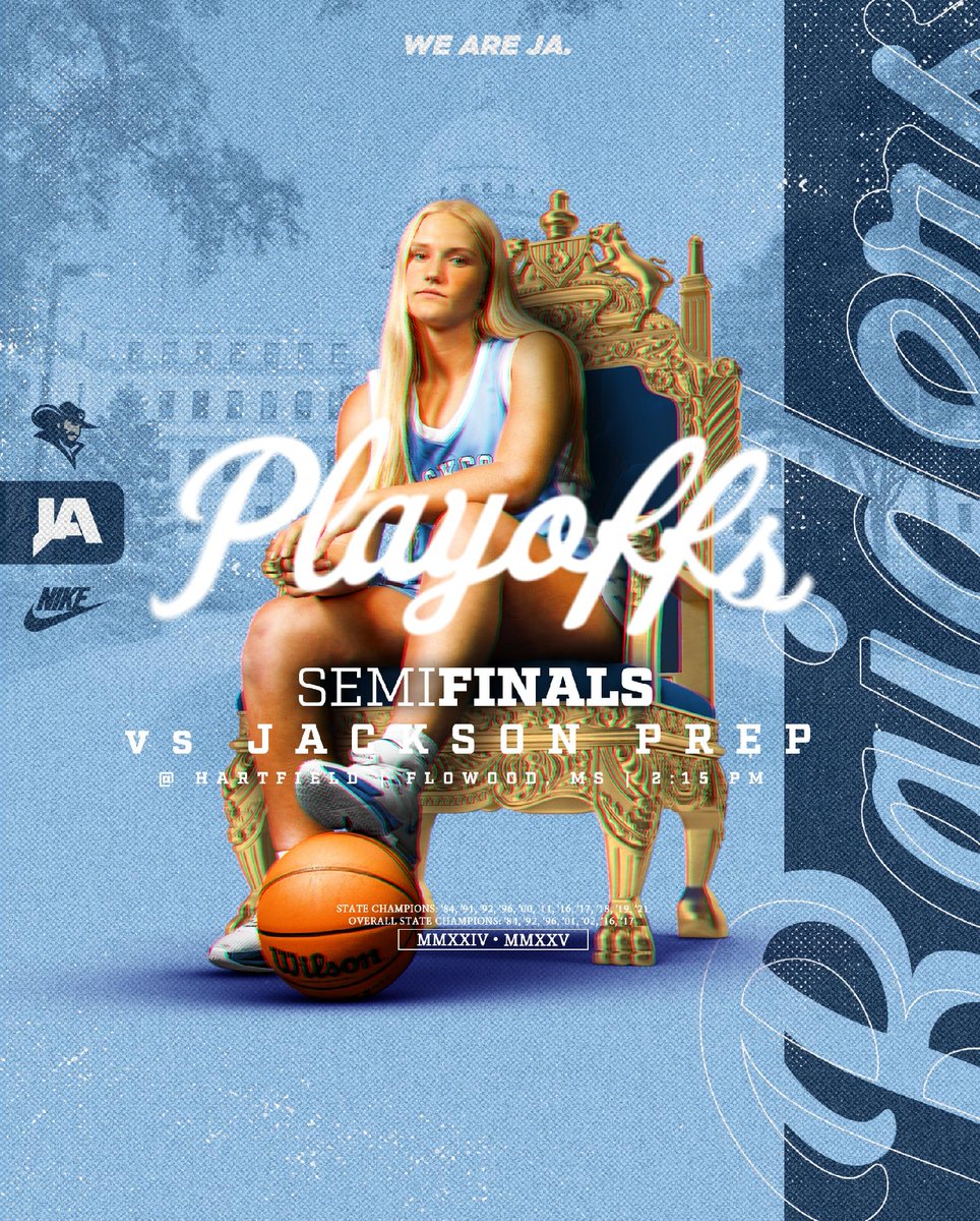 The Lady Raiders continue postseason play today as they return to Flowood to take on Jackson Prep at Hartfield Aca. in the 6A State Tournament Semis. All the action will be featured on The Raider Network.

Tipoff - 2:15pm (approximately)

#WeAreJA 
#BetterTogether 
#LastSOJOURNer