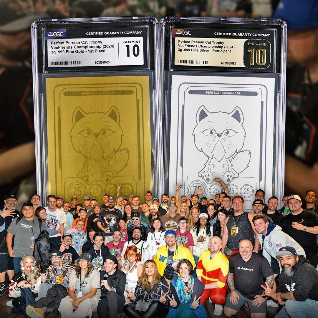 VeeFriendsCards's tweet image. The Perfect Persian Cat Trophy Cards are officially on their way to the champion and participants of the 2024 @VeeFriends TCG Championship! 🏆🧵