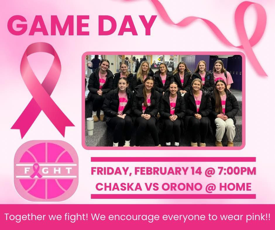 🏀GAME DAY🏀
🩷Fight Against Breast Cancer Night🩷
🆚Orono
📍Chaska High School
⏰ Varsity-7 PM
       JV-5:30 PM
📺 gametimemn.com/chaska-hawks-l…
🎟️ gofan.co/app/school/MN1…