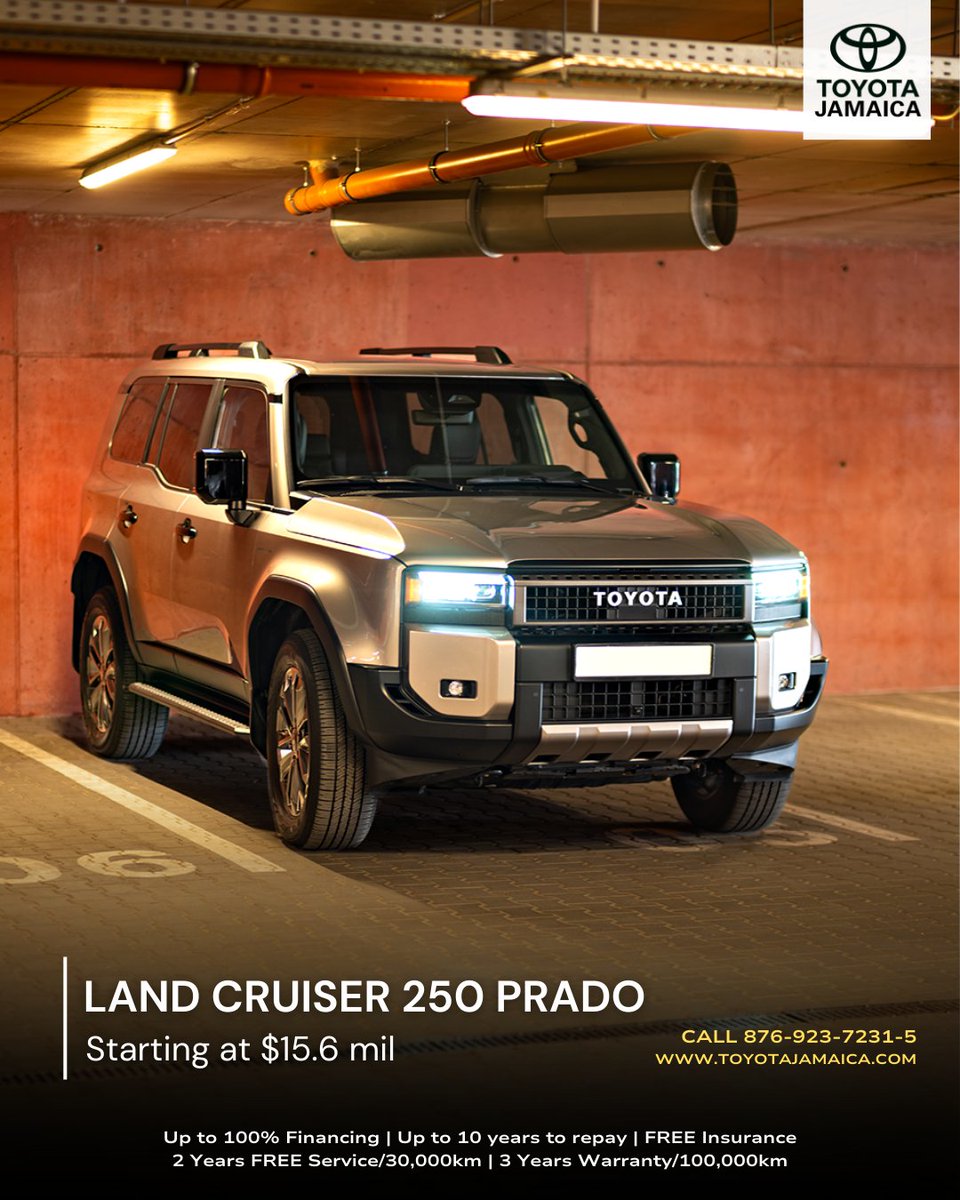 The perfect companion. Love is the undeniable legacy, deeply rooted in the reliability and durability of the Land Cruiser 250.

STARTING AT $15.6mil

Call or visit our showrooms in Kingston or Montego Bay. 

#LandCruiser250 #Prado #ToyotaJamaica #LetsGoPlaces