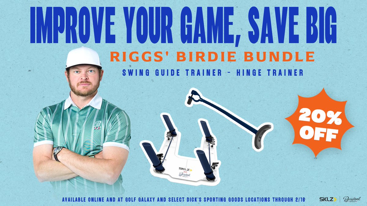 stoolgolftime's tweet image. Improve your game. Save big.
The Barstool Golf x @SKLZ Breaking 90 Bundle and Riggs' Birdie Bundle are 20% off for a limited time only online and at @golfgalaxy and select @DICKS locations through 2/16.
