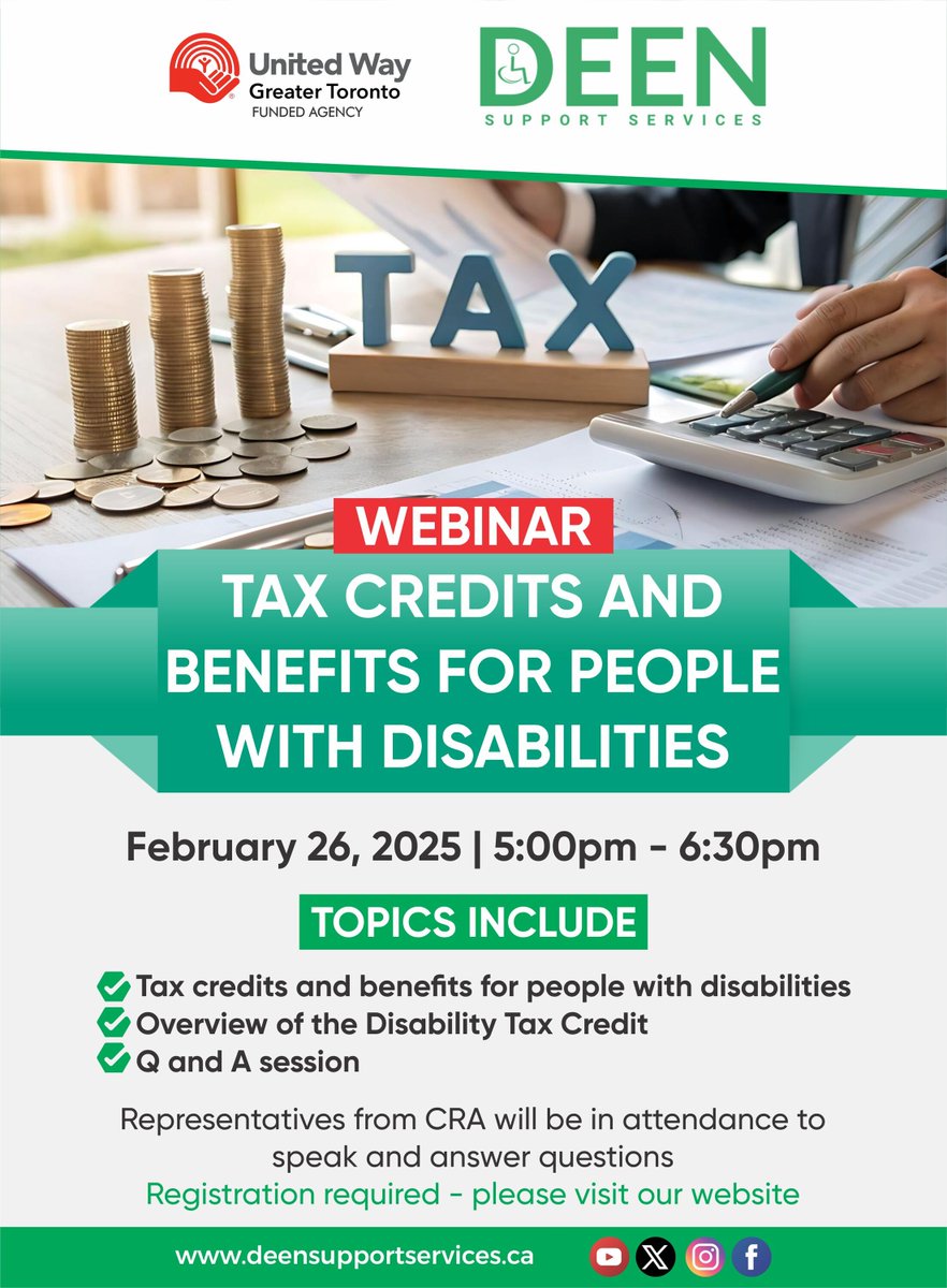💰 Free Webinar: Maximize Your Disability Tax Credits!

📅 Feb 26, 2025 | ⏰ 5-6:30 PM EST | 📍 Online

Learn from CRA experts about the DTC &amp; benefits for people with disabilities.

🔗 Register: deen.news/taxcredit?utm_…