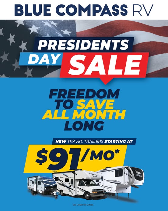 📷 Enjoy the freedom to save all month long at Blue Compass RV -
where new travel trailers start at just $91/mo! Shop today! bit.ly/4hdcO1r