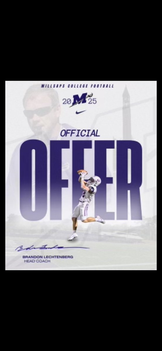 JacksonAllen07's tweet image. After a talk with coach @Coach_Lech  I am blessed and excited to receive a offer from milsaps college