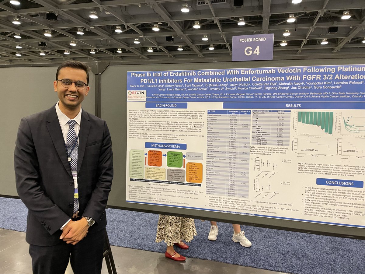 Dr. Rohit Jain (<a href="/rohitjainMD/">Rohit Jain, MD</a>) was first author on #research from <a href="/ASCO/">ASCO</a> #GU25 evaluating erafitinib + enfortumab vedotin for a subset of metastatic #BladderCancer patients following treatment with #chemotherapy and/or PD-1/L1 inhibitors (Abstract 808 bit.ly/3QpXvXf)
