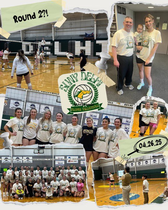 SUNY Delhi Volleyball - Alumni Match 2025 🏐.  Details to follow.  Be there or be 🟩!