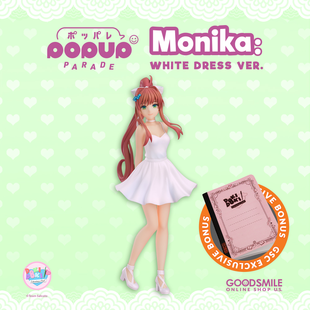 Write your love into reality this Valentine’s Day with POP UP PARADE Monika: White Dress Ver.! Preorder now to snag an GSUS Bonus Notebook &amp; a chance to score a special poem from Monika or a signature from DDLC creator Dan Salvato!

Shop: goodsmile.link/jsVNMz

#DDLC #Goodsmile