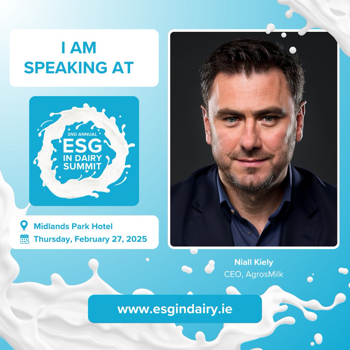 We are delighted to announce Niall Kiely, CEO of Agrosmilk will be speaking at the ESG in Dairy Summit.

The summit takes place on the 27th of February in The Midlands Park Hotel Portlaoise.

View the agenda here: esgindairy.ie/2025-agenda

Register now: eventbrite.ie/e/2nd-annual-e…