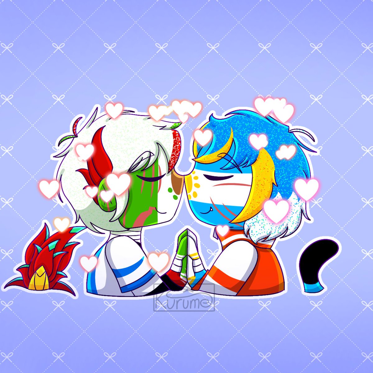Kurume__00's tweet photo. ✨San Valentín ✨
No me podía quedar así sin publicar en este día de enamorados jeje
Aquí les traigo ColChi 🇨🇴💕🇨🇱(obvio), ArgMex 🇦🇷💕🇲🇽 y Veniria 🇻🇪💕🇸🇾
#countryhumans #countryhumanscolombia #countryhumanschile #countryhumansdrawing #countryhumansfandom https://t.co/jqSWhgADo1