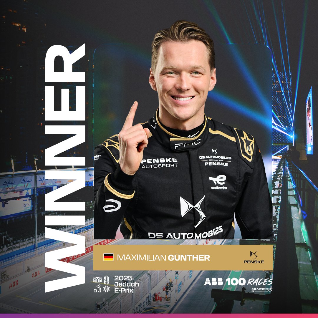 WHAT A DRIVE! WHAT A RACE! ⚡️

@Maxg_official secures his first win for @DS_Penske_FE with victory at the first ever #JeddahEPrix! 🏆🇸🇦