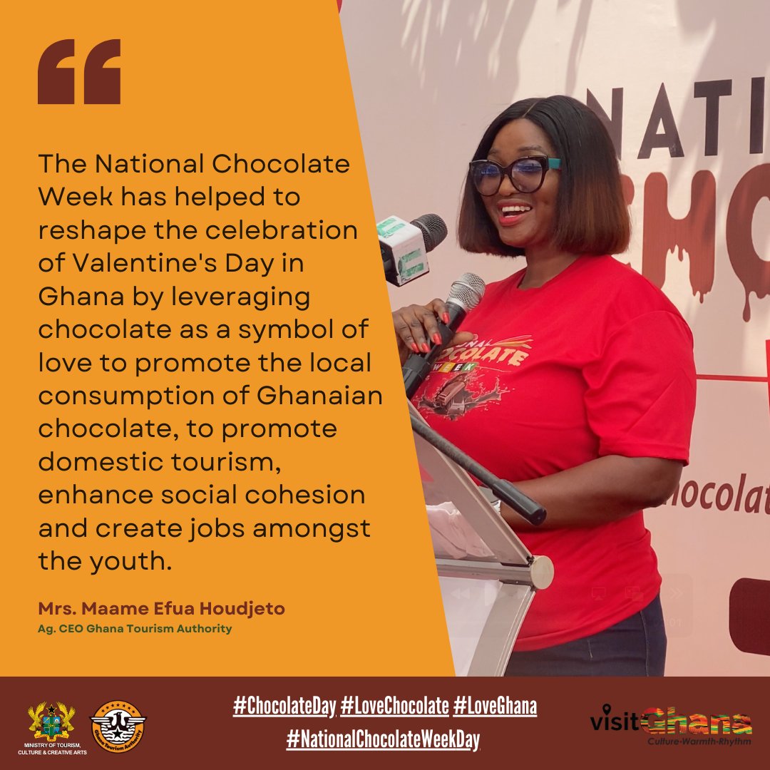 ghanatourismGTA's tweet photo. CEO of GTA, Maame Efua Huadjeto, addressing the National Chocolateπ« Day event at the Kwame Nkrumah Memorial Park today!
#ChocolateDay #LoveGhana #LoveChocolate #NationalChocolateWeek #GhanaChocolateWeek #EatChocolate #StayHealthy #GrowGhana #ChocolateDay2025 #ValentinesDay https://t.co/lYrN0QCGHI