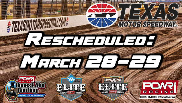 RESCHEDULED: Due to dropping temperatures and incoming Arctic Blast conditions, Texas Motor Speedway and POWRi officials have mutually agreed to move the February 21-22 event to March 28-29.

Read more: powri.com/news/?i=167740