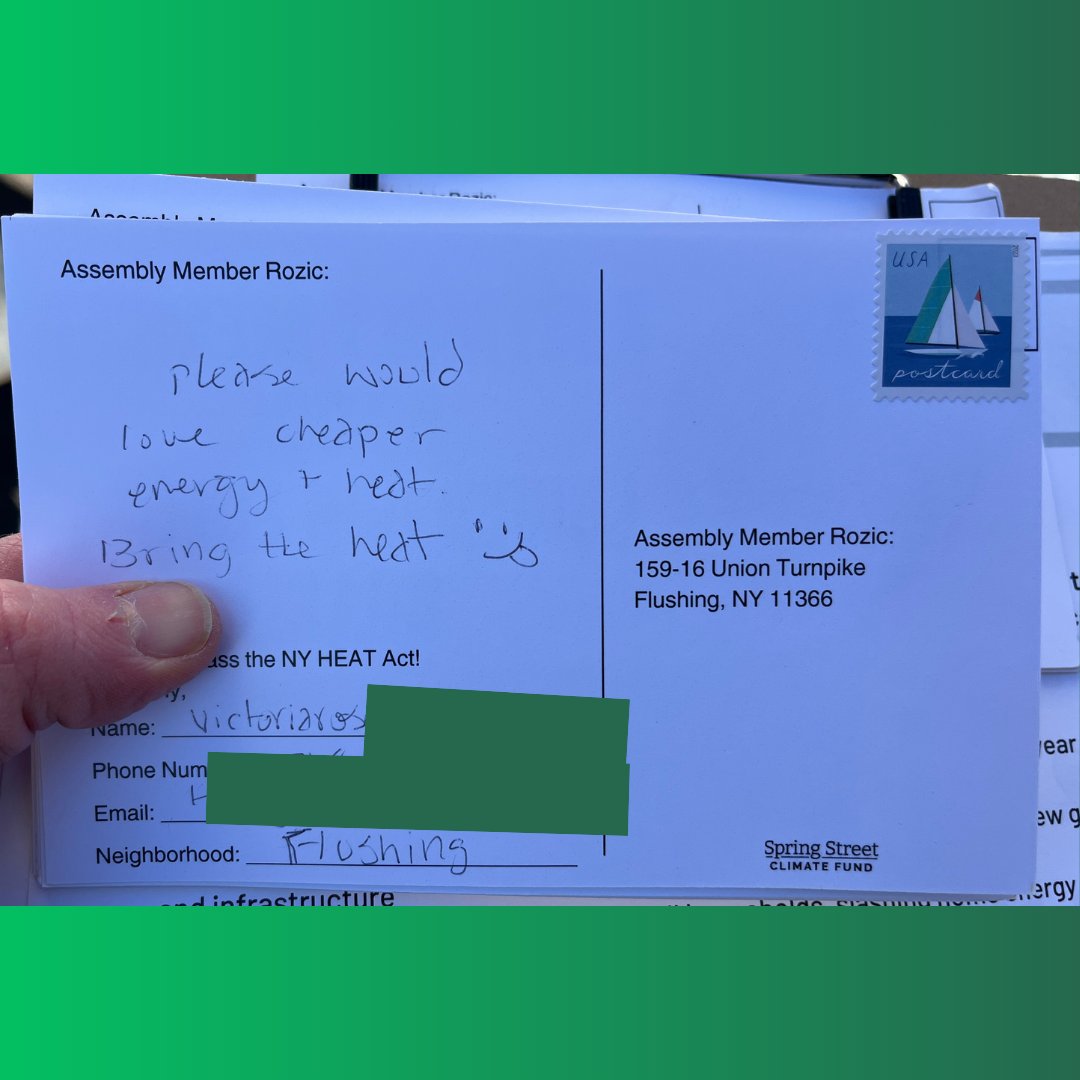 springstclimate's tweet image. Assemblymember @nily: we’ve been in your district every week and your constituents want lower bills and cleaner heat! It’s time to pass the #NYHEATAct in the budget now!