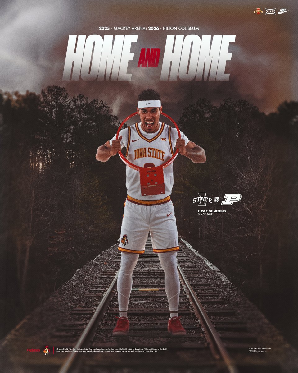 CycloneMBB's tweet photo. ‼️𝗛𝗢𝗠𝗘 𝗮𝗻𝗱 𝗛𝗢𝗠𝗘‼️

2025: Mackey Arena
2026: Hilton Coliseum

📰: https://t.co/ZCBOEA7rw3

#Cyclones | #C5C https://t.co/0FTgMy5CXe