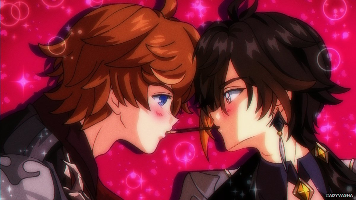 Happy Valentine's Day!!! 💝
I give you Childe and Zhongli 🤲

Pocky challenge is my piece for ⁦@sunroseinkwell⁩ as part of the ⁦<a href="/zclaction/">Zhongchili Gotcha for Gaza</a>⁩ !! Thanks for your donation ♥

#zclgotcha #ZCLaction