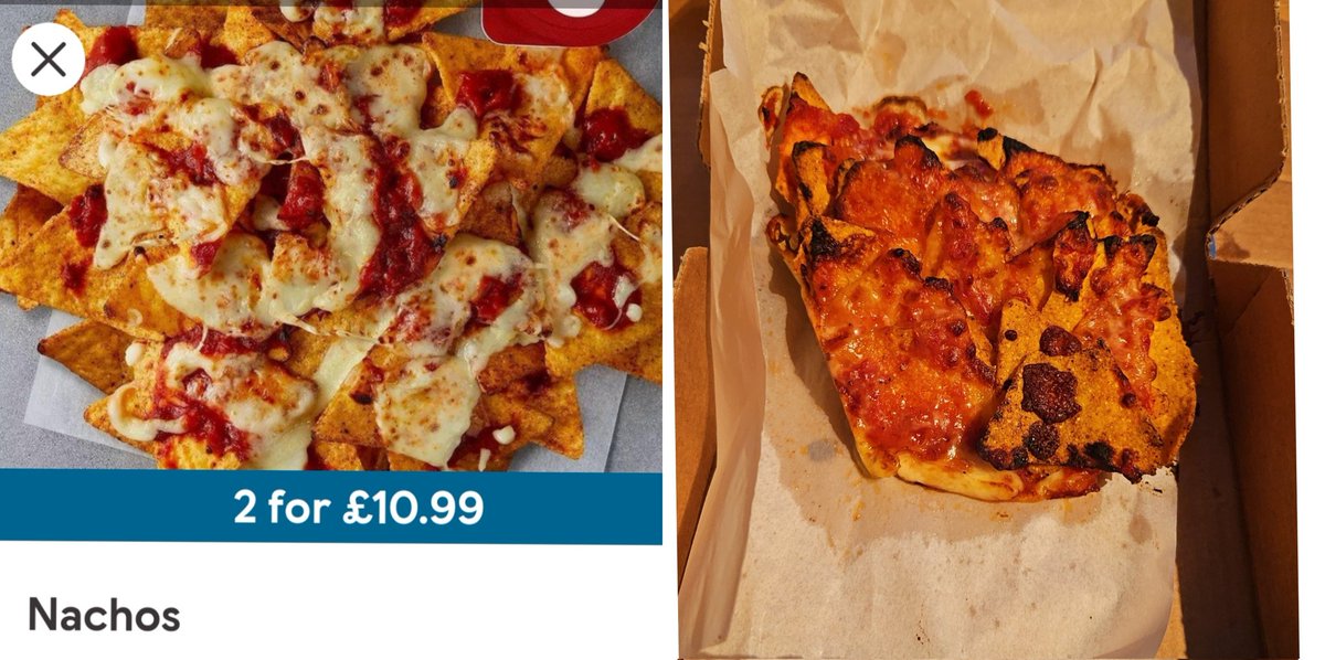 What i ordered versus what I got #Dominos style <a href="/Dominos_UK/">Domino's Pizza UK</a> #nachos #whatiorderedvwhatigot #difference #NachoCheese