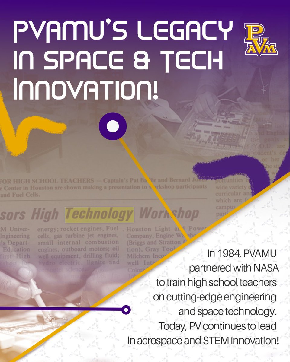 PVAMU x NASA: In 1984, PVAMU partnered with NASA to train high school teachers in engineering &amp; space tech. This legacy led to research hubs like CARR (1995) &amp; CRESSE (2008), advancing aerospace &amp; STEM innovation.