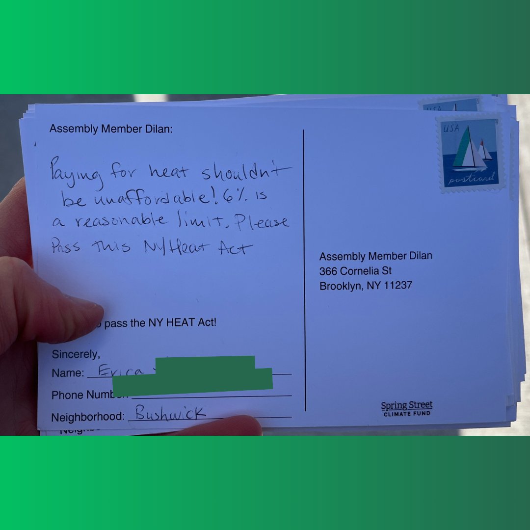 springstclimate's tweet image. Assemblymember @edilan37: we’ve been in your district every week and your constituents want lower bills and cleaner heat! It’s time to pass the #NYHEATAct in the budget now!