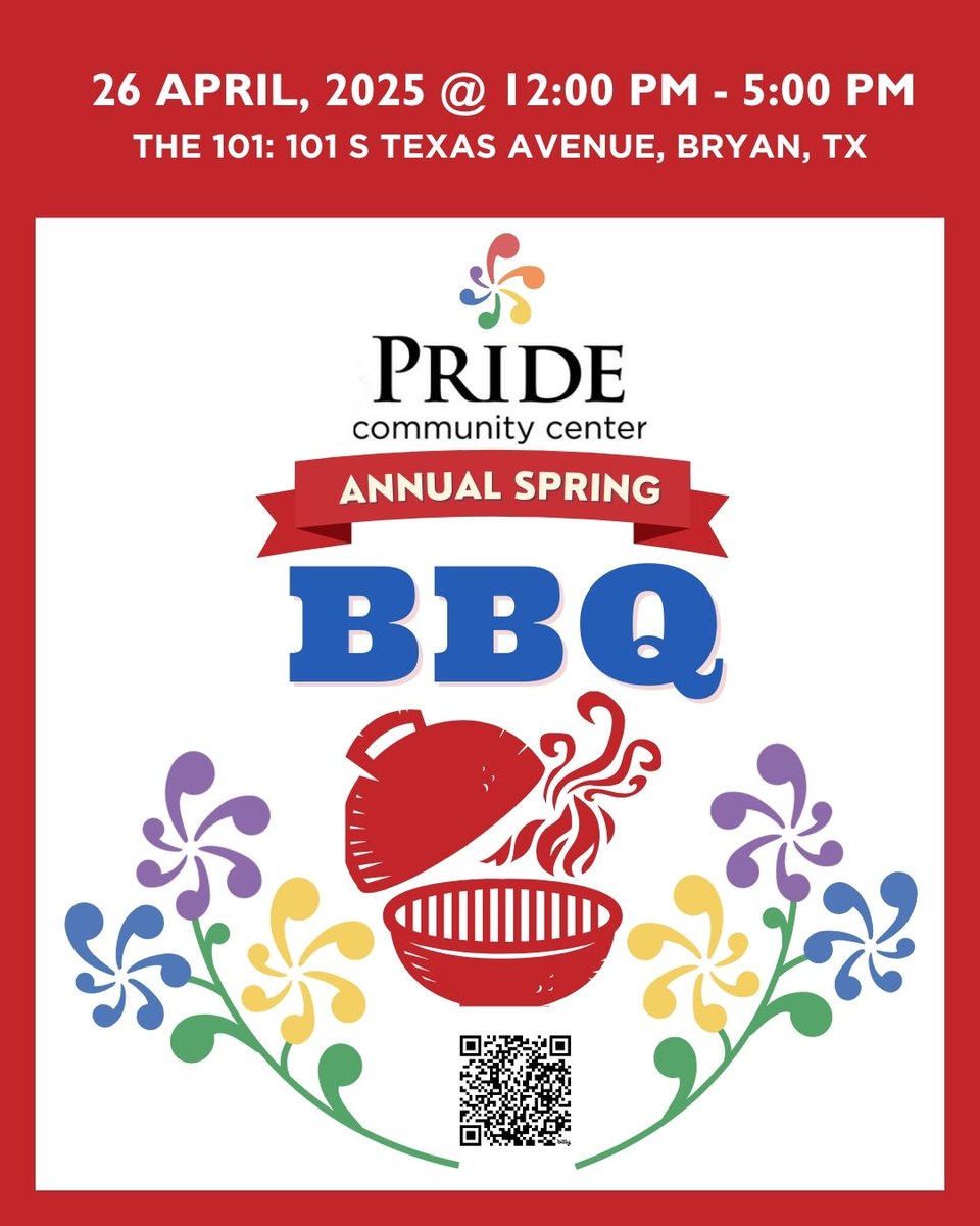 Join PCC on April 26th for our annual Spring BBQ! Be part of a tradition of potlucks and fun that brings together queer people and allies from across the Brazos Valley.
#lgbtq
#friends
#barbecue
