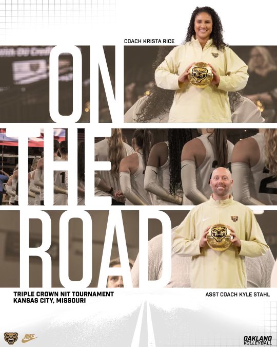 Oakland Volleyball (@oaklandwvb) on Twitter photo On the road this weekend.โ๏ธ
Coaches <a href="/KKg1007/">Krista Rice</a> and <a href="/kstahl1986/">Kyle Stahl</a> will be in Kansas City for Triple Crown NIT to look for future Golden Grizzlies! On the road this weekend.โ๏ธ
Coaches <a href="/KKg1007/">Krista Rice</a> and <a href="/kstahl1986/">Kyle Stahl</a> will be in Kansas City for Triple Crown NIT to look for future Golden Grizzlies!