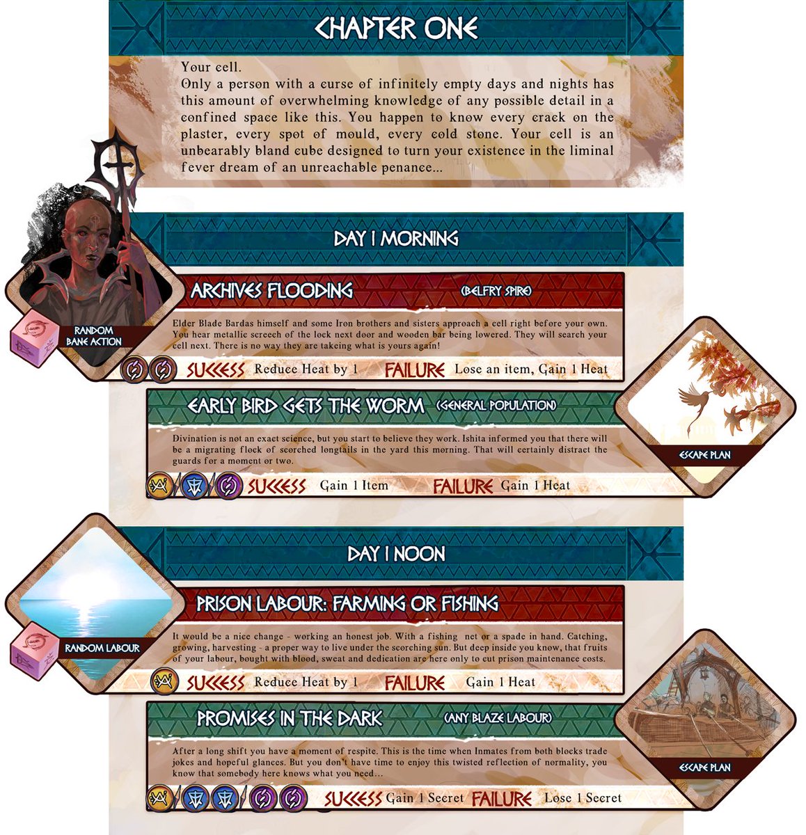 Escape form the Tower of Dusk playbooks are easy to use. Select Bane and Benefactor to unleash troubles and obstacles and use suitable reactions to provided opportunities. Train, scheme, hoard, fight and charm your way out - Freedom Awaits!   #ZineMonth #ZiMo #ZiMo2025