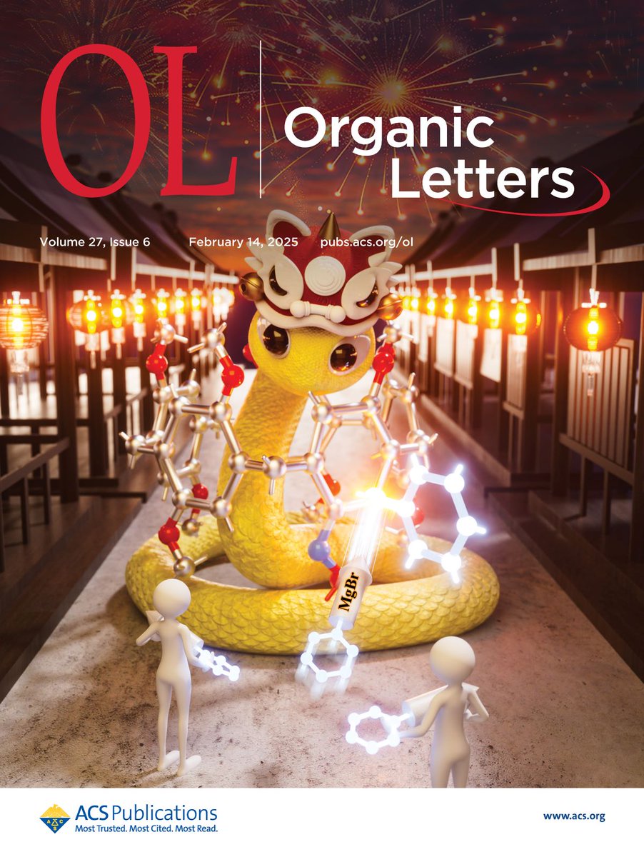 This Lunar New Year #OrgLett cover [ go.acs.org/cih ] illustrates imagery of the snake, sleek, slithering, and symbolic of intuition, transformation, and growth in Chinese culture, bringing good fortune to the chemists [ go.acs.org/cig ]