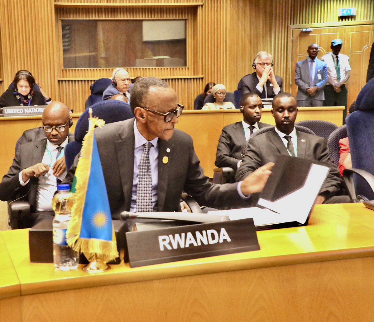NOW: The #AU Peace and Security Council, at the level of Heads of State and Govt, meets to discuss the situations in #Sudan &amp; Eastern #DRC. Chaired by H.E. Teodoro Obiang Nguema Mbasogo, President of Equatorial Guinea and Chairperson of the PSC for the month of February,..1/2