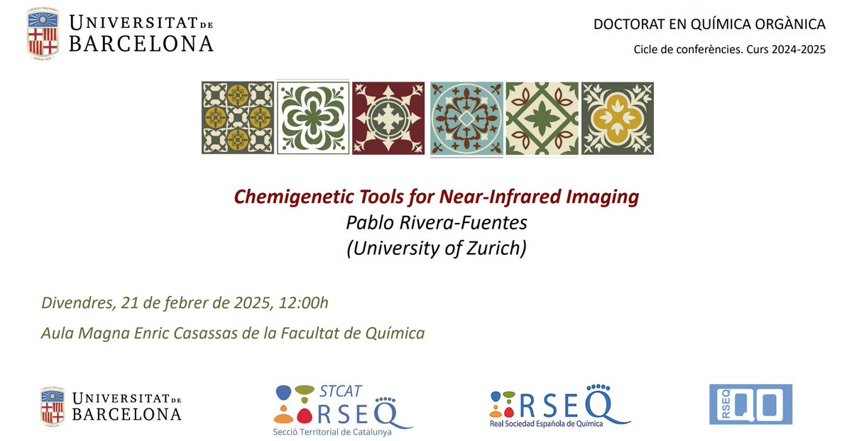 Secció de Química Orgànica-UB (@organica_ub) on Twitter photo 📢 We are pleased to announce that Pablo Rivera-Fuentes <a href="/RiveraChemLab/">Rivera-Fuentes Lab</a> from University of Zurich will give a talk as part of the lecture series of the Organic Chemistry PhD Programme.
➡️ Friday 21 February at 12.00h - Aula Magna Enric Casassas 📢 We are pleased to announce that Pablo Rivera-Fuentes <a href="/RiveraChemLab/">Rivera-Fuentes Lab</a> from University of Zurich will give a talk as part of the lecture series of the Organic Chemistry PhD Programme.
➡️ Friday 21 February at 12.00h - Aula Magna Enric Casassas