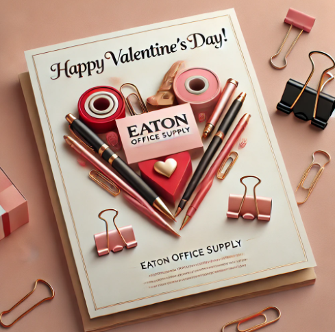 Happy Valentine’s Day from Eaton Office Supply! ❤️📎☕🧼
Roses are red,
Violets are blue,
Your workplace needs everything,
And we’ve got it for you!